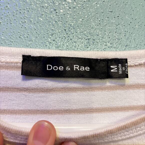 Doe & Rae White & Cream Pocket Detailed Striped Long Sleeve Size M - Picture 6 of 11